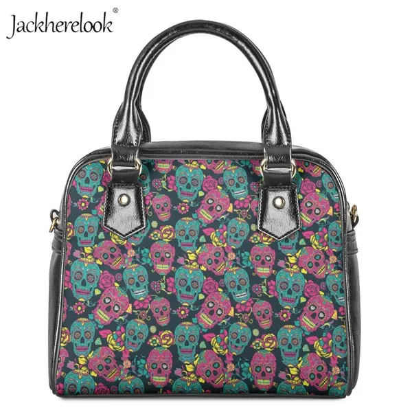Jackherelook Sugar Skull Girly Skeleton цветочный принт сумка женская сумка на плечо сумки кожаная сумка-мессенджер курьерские женские сумки - Цвет: HX371DL