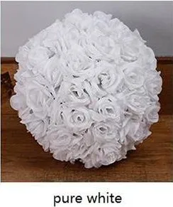pure white 1" 40 см большие размеры целующиеся шары искусственное шифрование розовый Шелковый цветок шар орнамент для свадебного фестиваля украшения праздника - Цвет: pure white