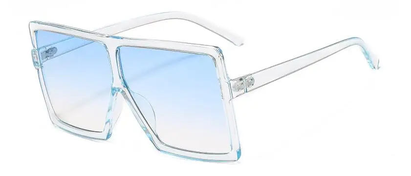 clear blue blue Винтажные Солнцезащитные очки, женские,, роскошные квадратные солнцезащитные очки, женские, большие, прозрачные, розовые, синие, оправа, солнцезащитные очки, модные оттенки - Цвет линз: clear blue blue