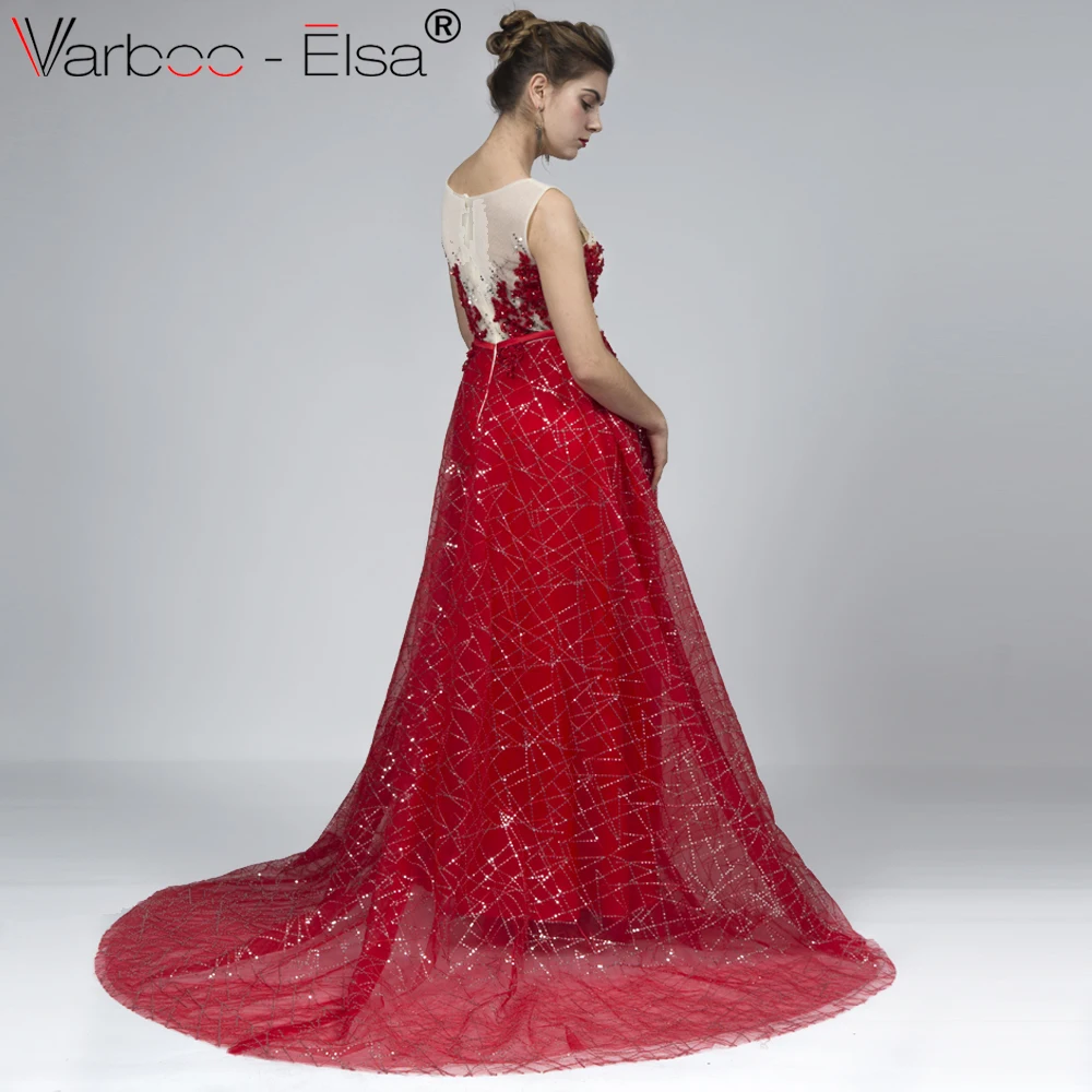 VARBOO_ELSA In Stock Evening Dress Shiny Sequined Red Long Prom Applique Special Occasion Party Gown vestido de festa 2018 | Свадьбы и
