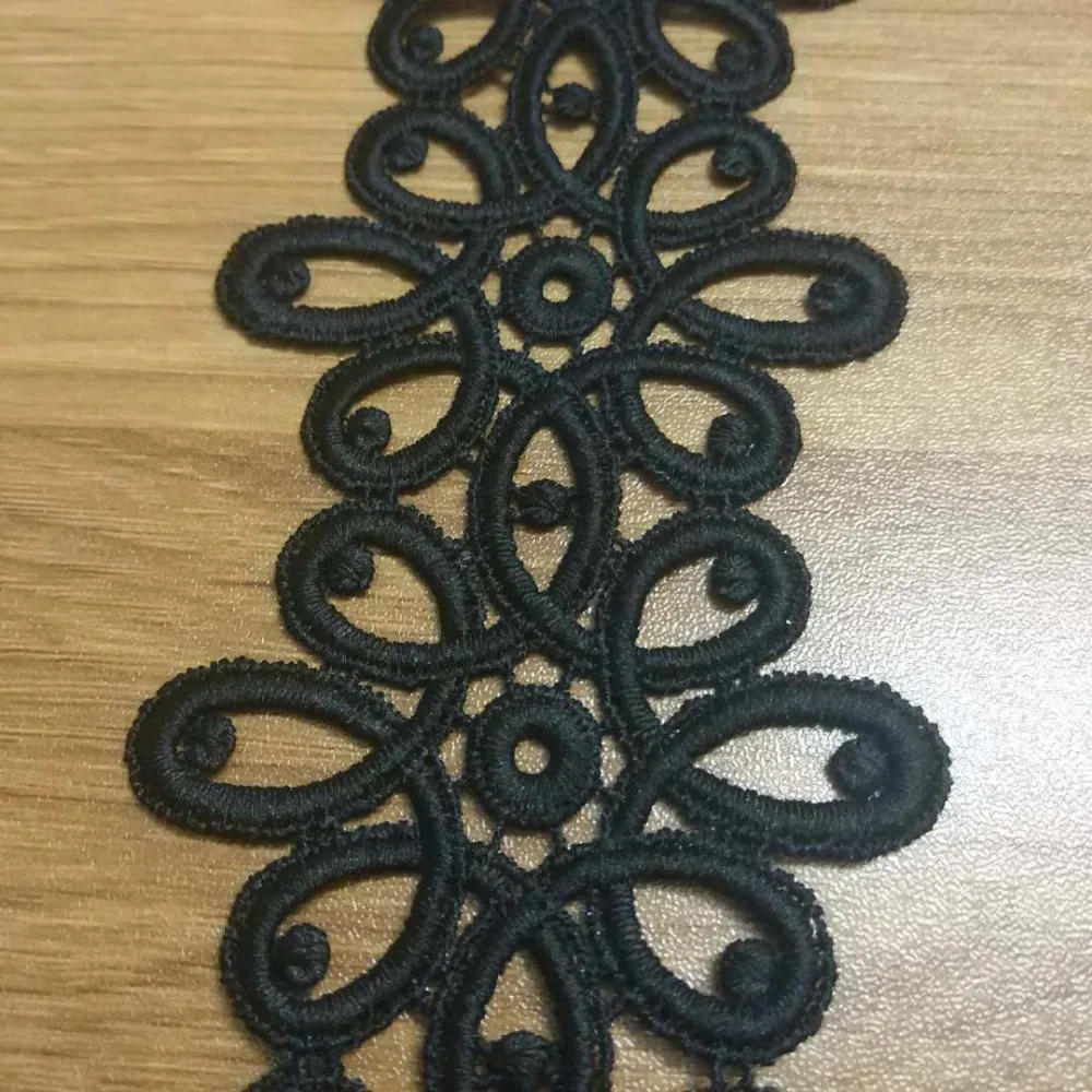 

1yard Hight quality Black lace fabric Sewing Lace material White Embroidered Lace Milksilk Embroidery Lace 7.5cm wide