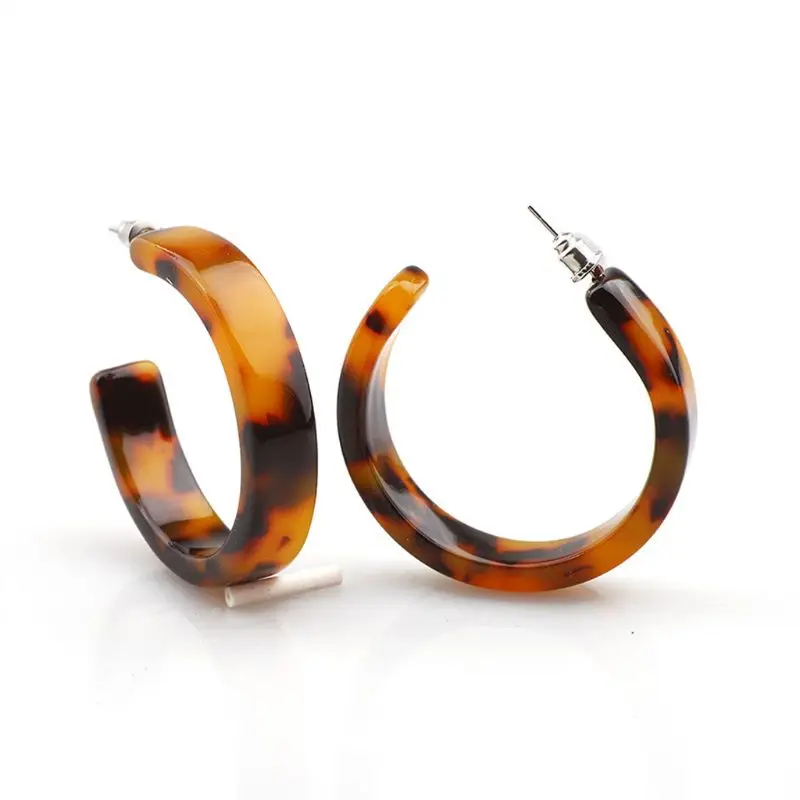 1 Pair Acrylic Marbled Earring Leopard Round Stud Earrings Women Tortoise Shell Jewelry Christmas Gifts | Украшения и аксессуары