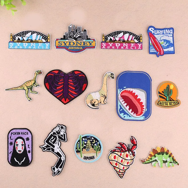 1 шт. Мужская футболка с вышивкой динозавра в стиле панк |