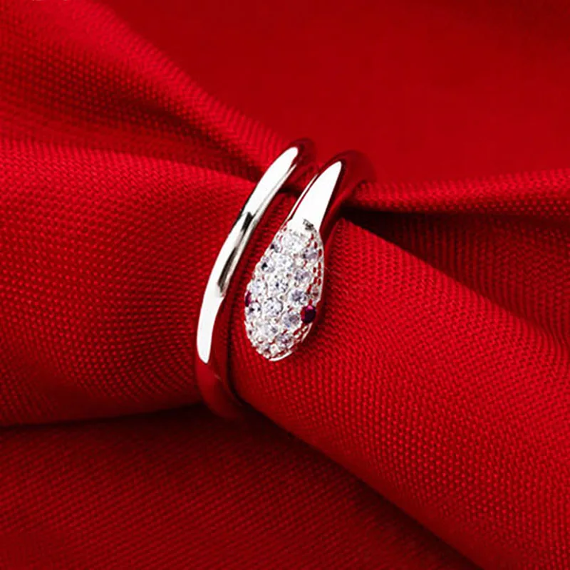 Милый маленький змей 925 пробы серебро отверстия кольцо Цирконий шипованные палец
