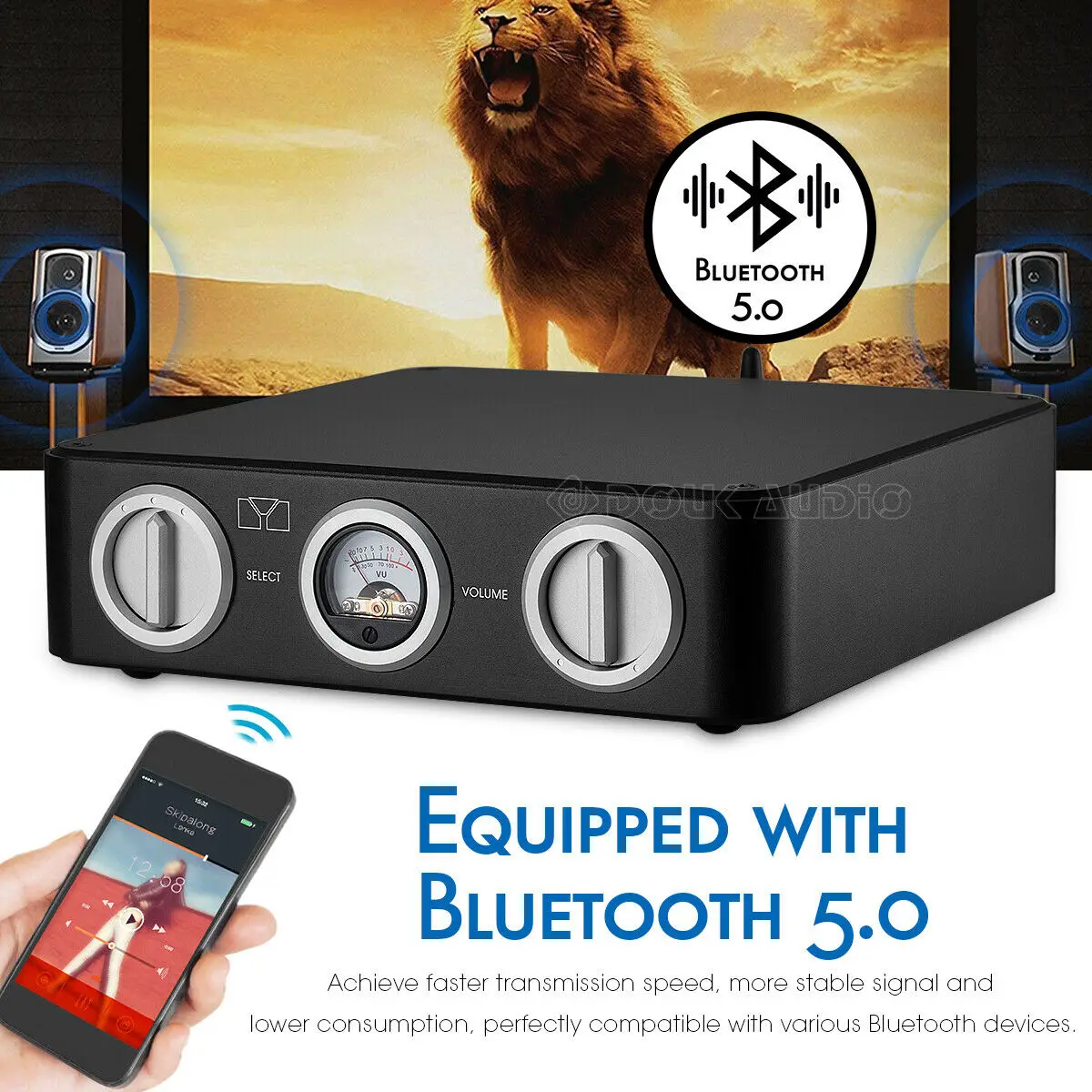 Douk аудио HiFi стерео усилитель мощности Bluetooth приемник Домашний Настольный усилитель 70 Вт* 2