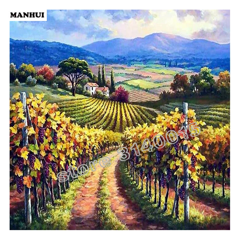 

5D Needlework diamond painting Grape hut square drill full laid diamond embroidery beadwork pictures home decor BCD109