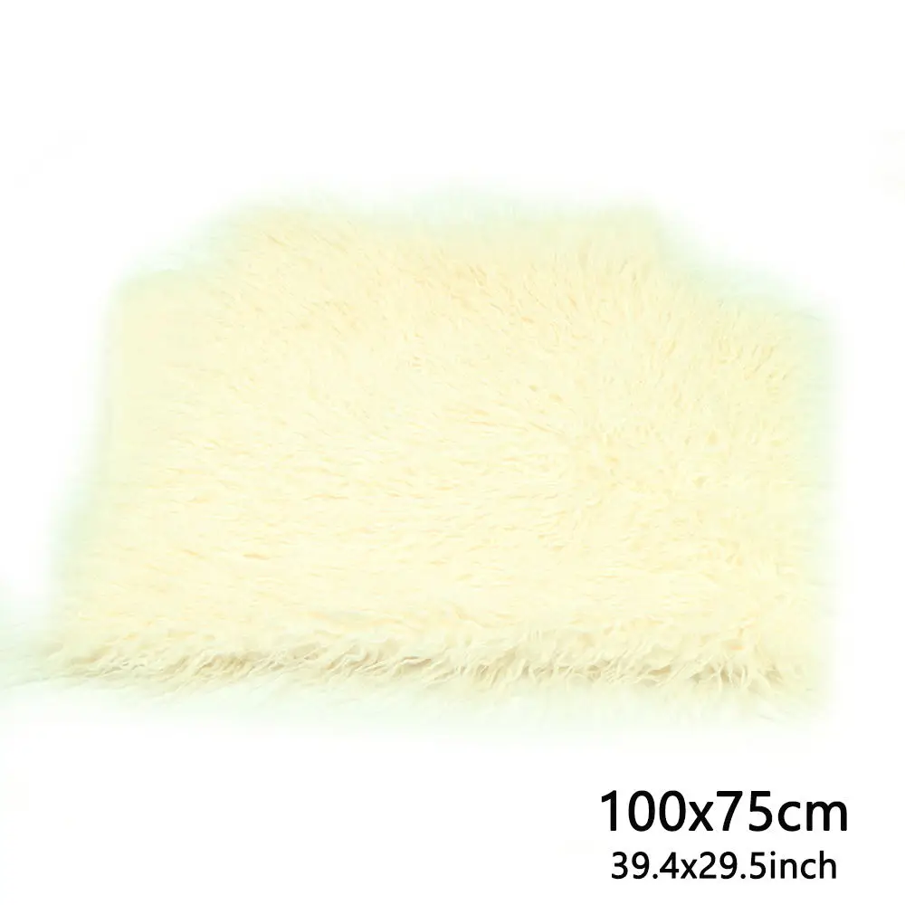 Ivory 100-75 D& J/реквизит из искусственного меха для новорожденных; Корзина с наполнителем; реквизит для фотосессии; фон для фотосъемки; одеяло для младенцев - Цвет: Ivory 100-75