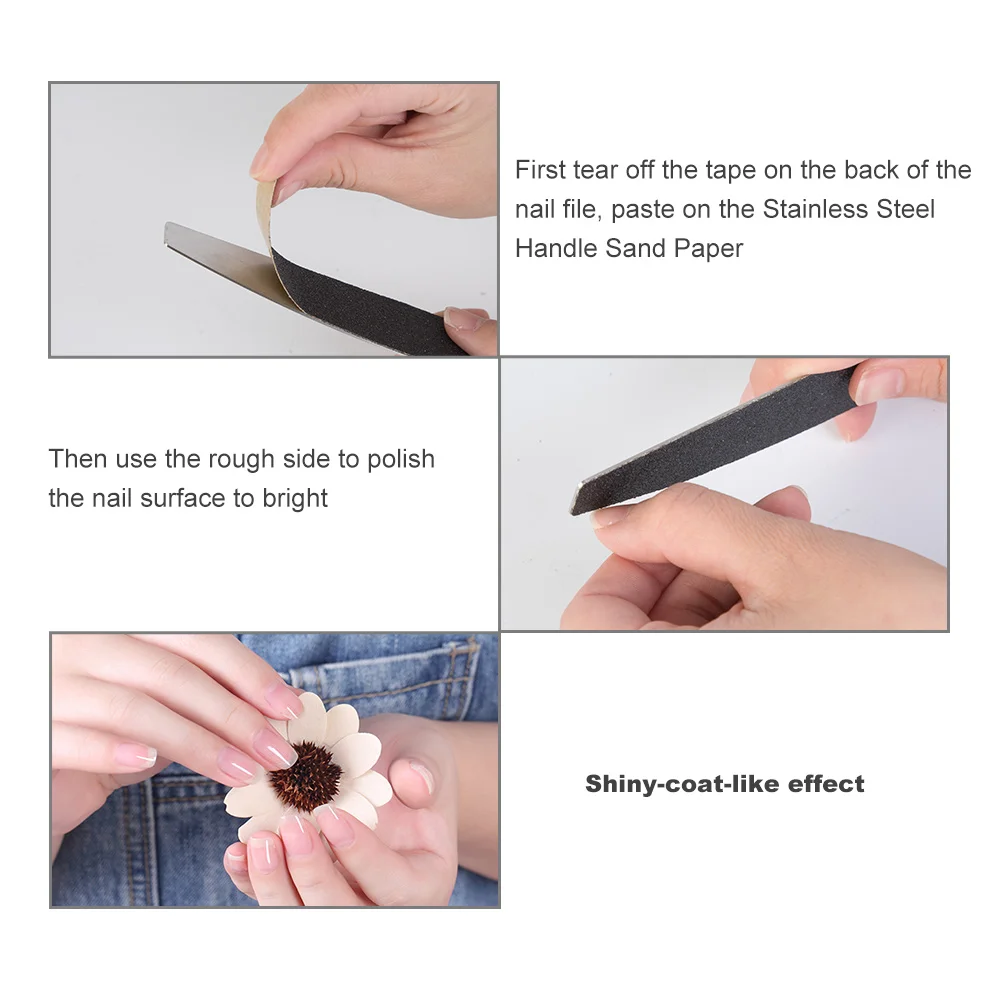 Двусторонняя маникюрная наждачная бумага с ручкой из нержавеющей стали пилка