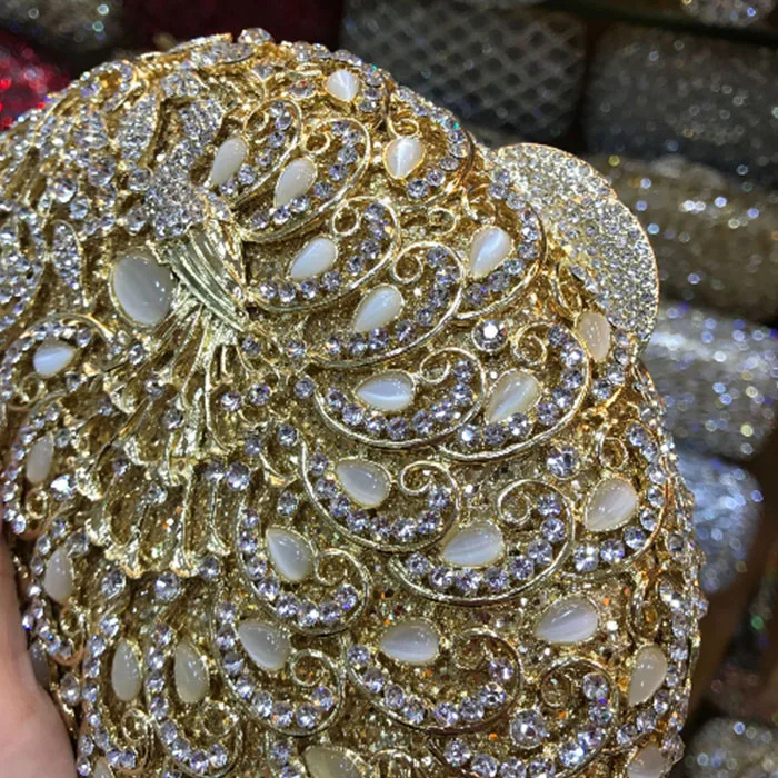 Золотисто серебристые сумочки Minaudiere Женский вечерний клатч с кристаллами