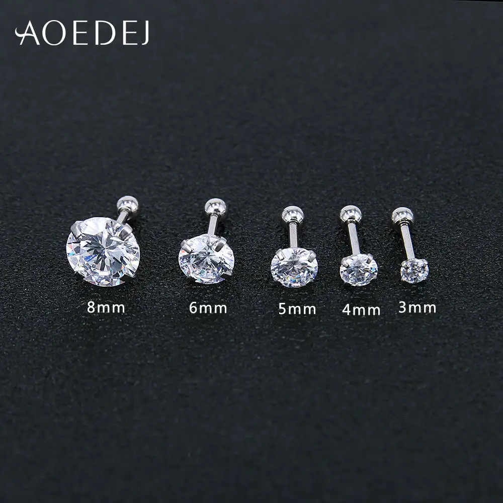 AOEDEJ 3-8 мм, серьги-гвоздики со звездами и кристаллами для женщин и девочек, стразы из нержавеющей стали с цветным сердцем, маленькие серьги-гвоздики