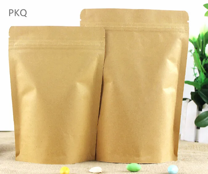 5 шт. много размеров крафт бумага мешок с замком на молнии внутренняя алюминиевая