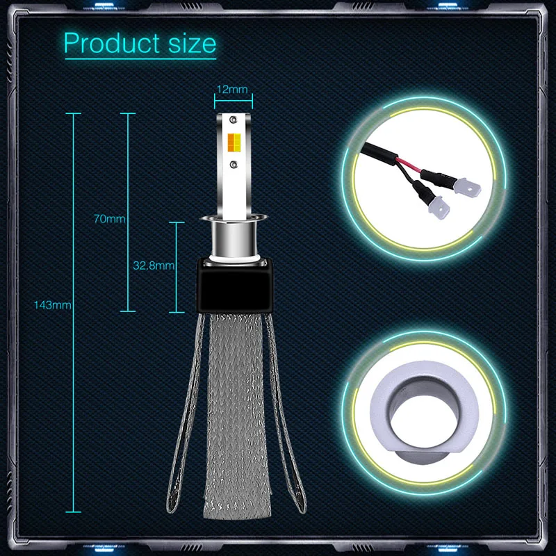 Светодиодный H4 H7 H11 фары для авто H1 HB4/9006 HB3/9005 H3 H27 Противотуманные 3 цвета 9600lm 80 Вт