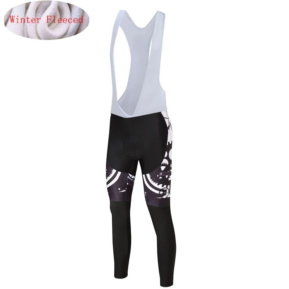 fleece bib pants Зимний комплект одежды для велоспорта из теплого флиса, CYCEARTH, Мужская теплая трикотажная куртка, одежда велосипедная нагрудник, брюки, Maillot Ropa Ciclismo - Цвет: fleece bib pants