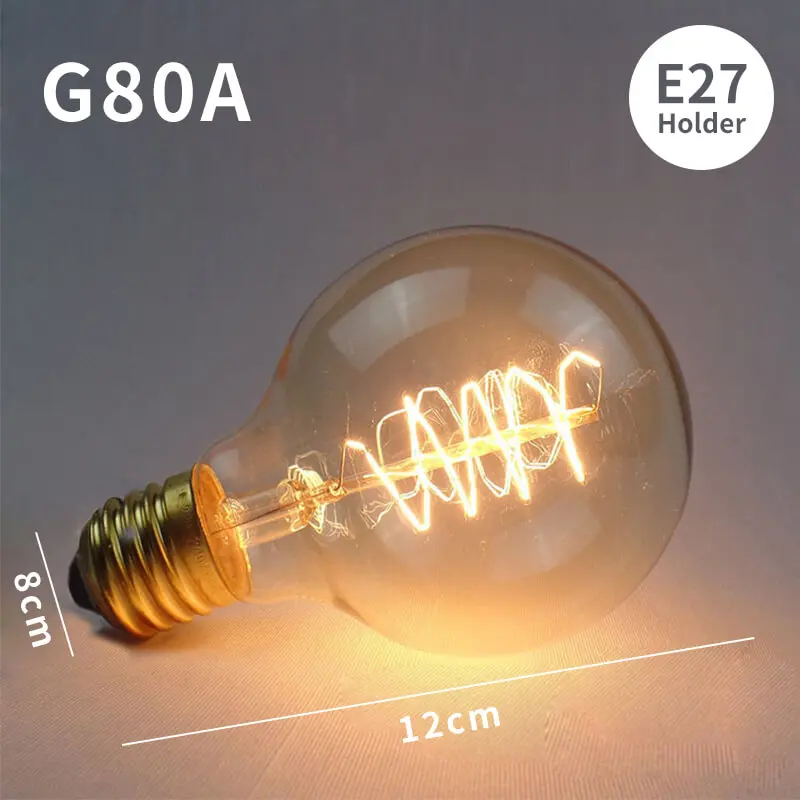 EL ретро Edison LED светильник лампочка E27 E14 40W 220V ST64 C35 G80 G95 T45 T30 T185 T10 A19 ST64 ампулы лампы Винтаж ламп Эдисона - Цвет: Spiral G80A