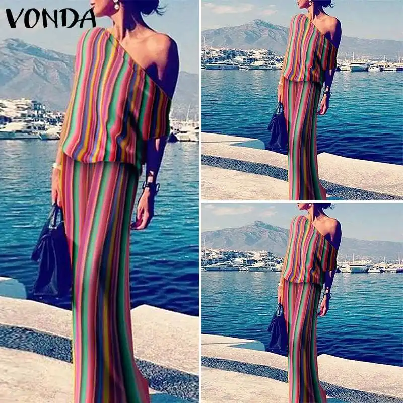 Платье VONDA женское длинное повседневное с косой кромкой однотонное для вечеринок