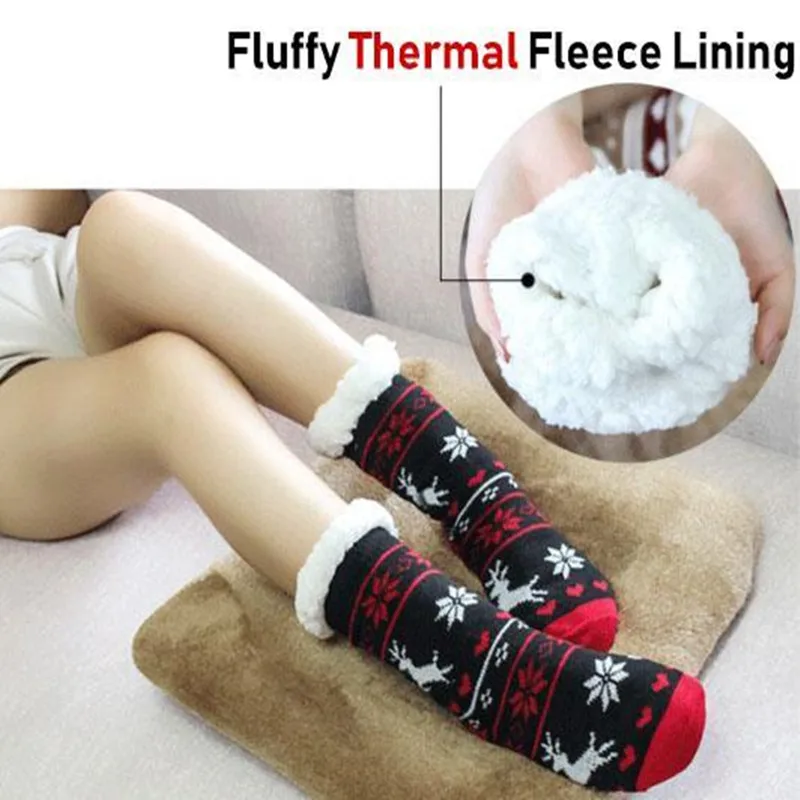 Embroidery Women Winter Thickening Plush Socks Coral Fleece Indoor Anti-slip Kawaii Thermal Slipper |