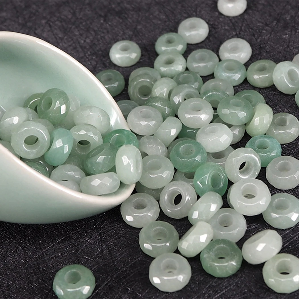 Aventurine 10 шт. желтый нефрит серый красный агат розовый кварц аметист авантюрин 8*14 мм граненый круглый 5 мм отверстие драгоценный камень бисер Изготовление ювелирных изделий - Color: Aventurine