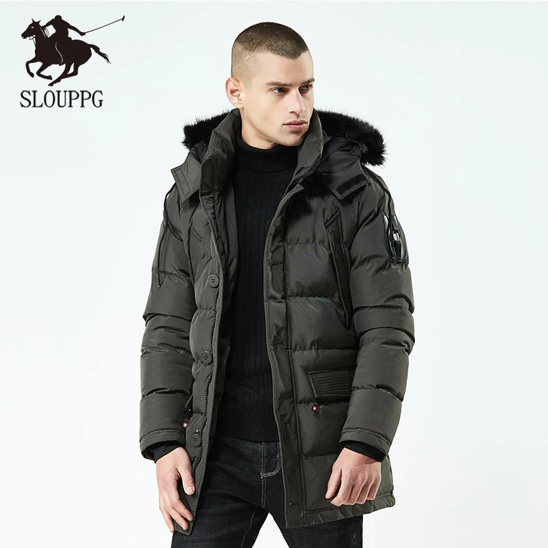 SLOUPPG модная зимняя Модная Повседневная парка утолщенное пальто средней длины