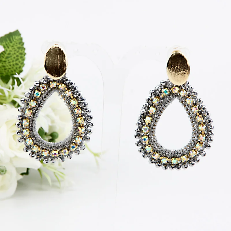 silver Beadsland висячие серьги нитки крючком стеклянные бусины капля, Мода Богемия для женщин девушки вечерние фестиваль Горячая Gif 40231 - Окраска металла: silver