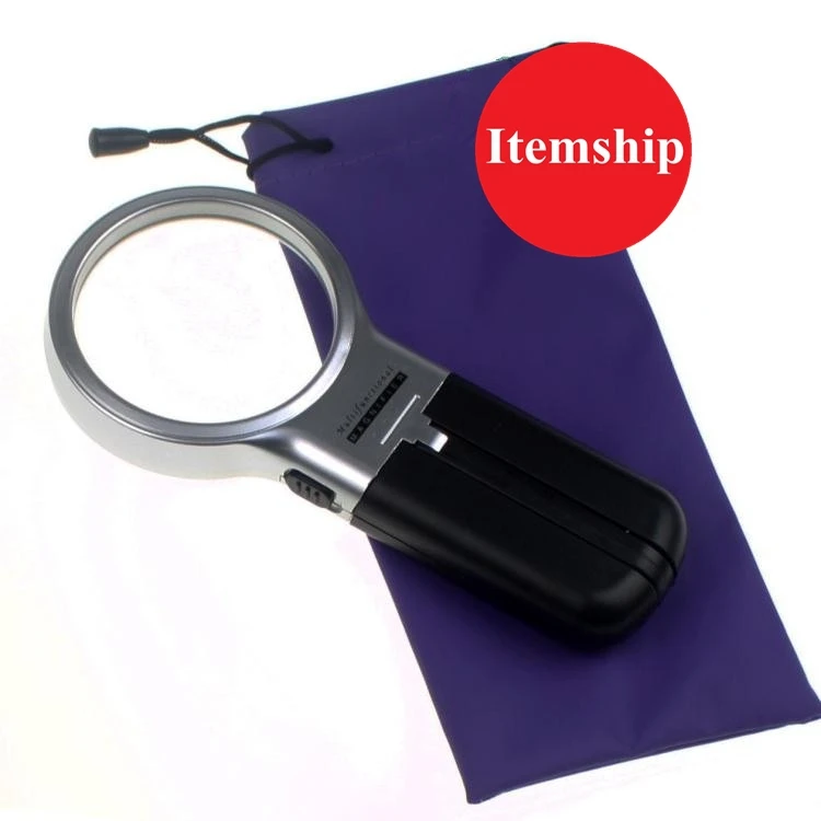 Itemship Handhold magnifier diameter 70mm folding desktop old man reading LED with light | Инструменты