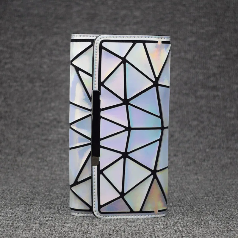 

2021 Zipper Wallet Womens Long Clutch Geometric Standard Wallets Purse Women carteira Hologram portefeuille femme Card Holder