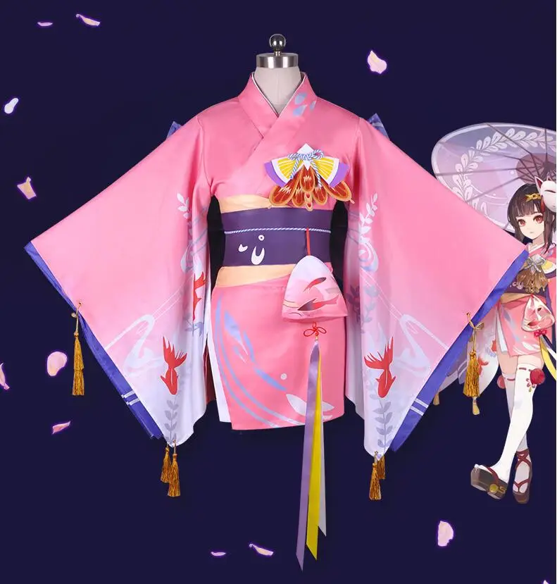 Игра Onmyoji Kagura Косплей Лето Новое кимоно из кожи Сакура Золотая Рыба полный