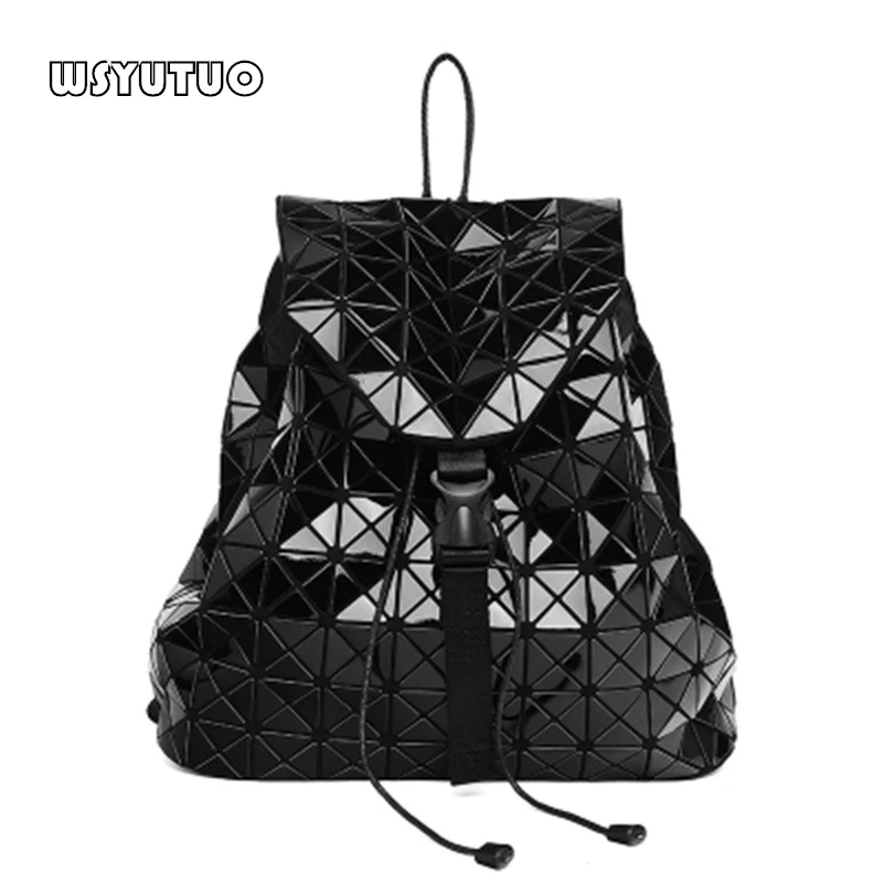 

WSYUTUO Hot Sale Geometric Diamond Folding Fashion Shoulder Backpack Shoulder Bag Student School Bags Hologram Women Backpack