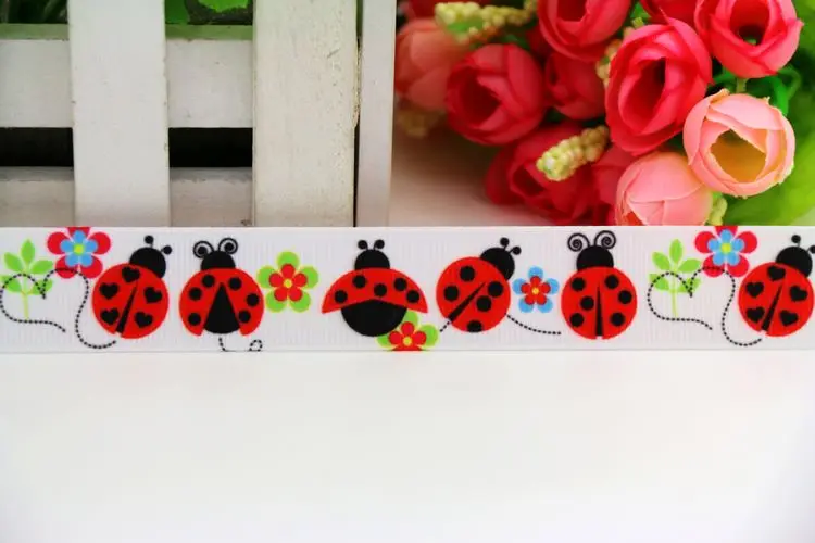 7/8 ''Бесплатная доставка Лягушка лента с рисунком божьей коровки для волос