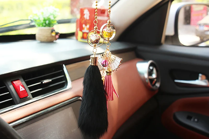Автомобильный кулон Lucky Cat авто зеркало заднего вида Украшение подвесное украшение милый Hairball автомобили Декор интерьера аксессуары подарок