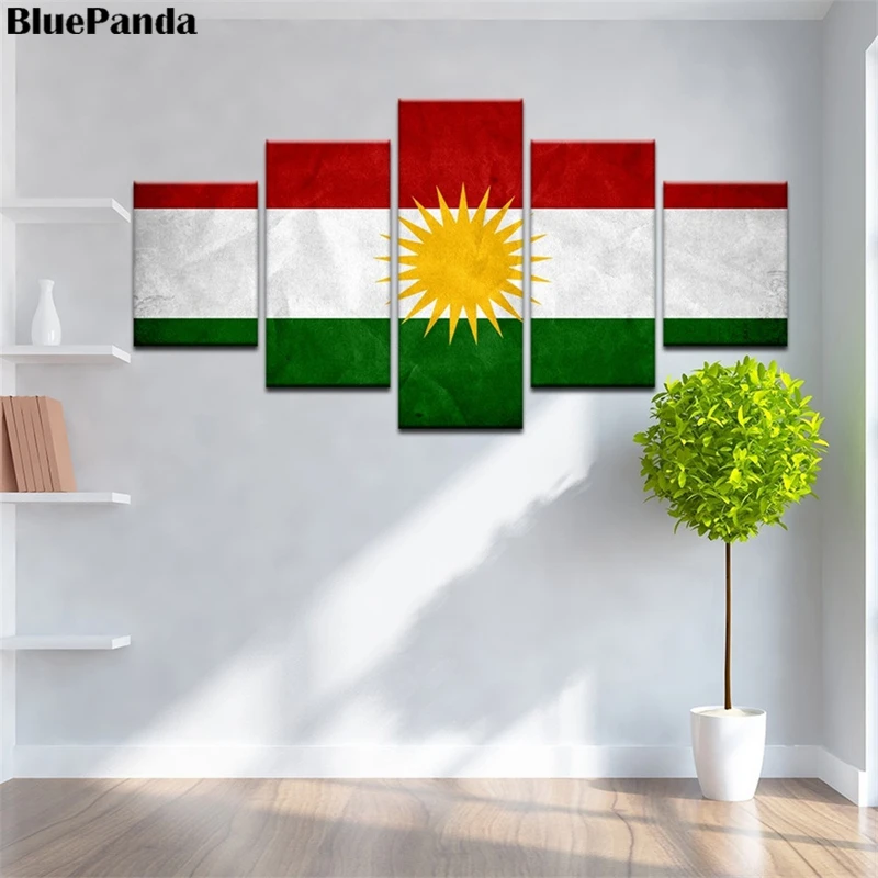 5 шт. флаг Kurdistan HD масляная Картина на холсте печать плакат настенное Искусство