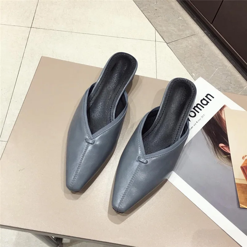 Boussac Slip on Solid High Heel Women Sandals Vintage Square Toe Slipper Summer Beach SWA0201 | Обувь
