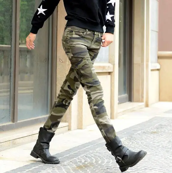 Женские джинсы-шаровары облегающие камуфляжные брюки-карандаш D311 | Женская