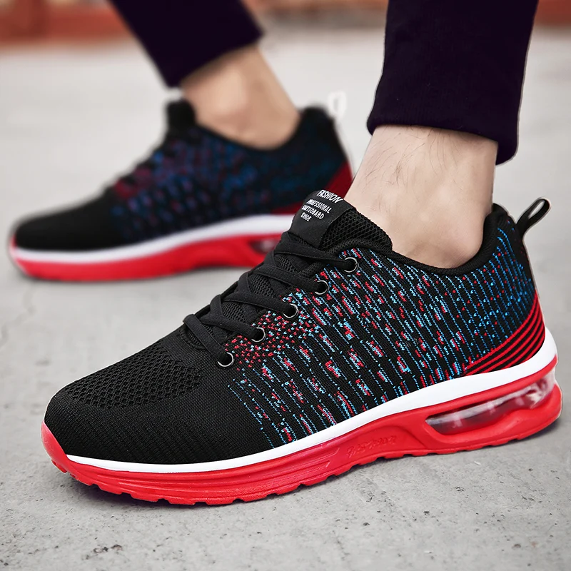 Summer Breathable Mesh Shoes Men Air Cushion Sneakers Running Outdoor Walking Trainer Casual Lace Up Mens Size 45 | Обувь