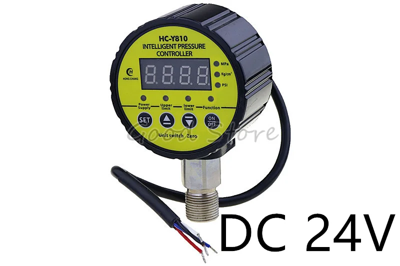 DC 24V HC-Y810 цифровой Давление датчик интеллектуальный цифровой Давление Калибр насос отрицательный Давление переключатель водяного давления контроллер желтый - Цвет: DC 24V