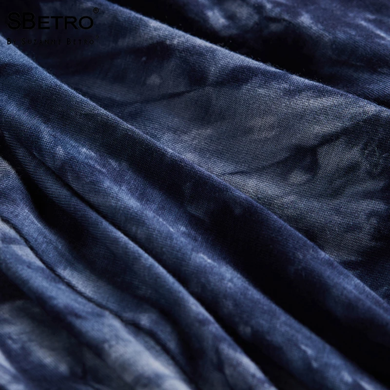 SBetro Tie Dye Футболка женская Индиго Sccopneck 3/4 Slv модная трендовая летняя повседневная