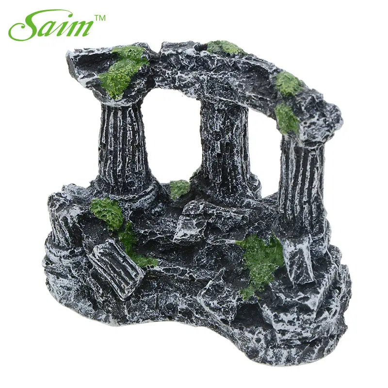 Новый аквариумный греческий храм Saim с 4 колоннами для аквариума украшение пещера