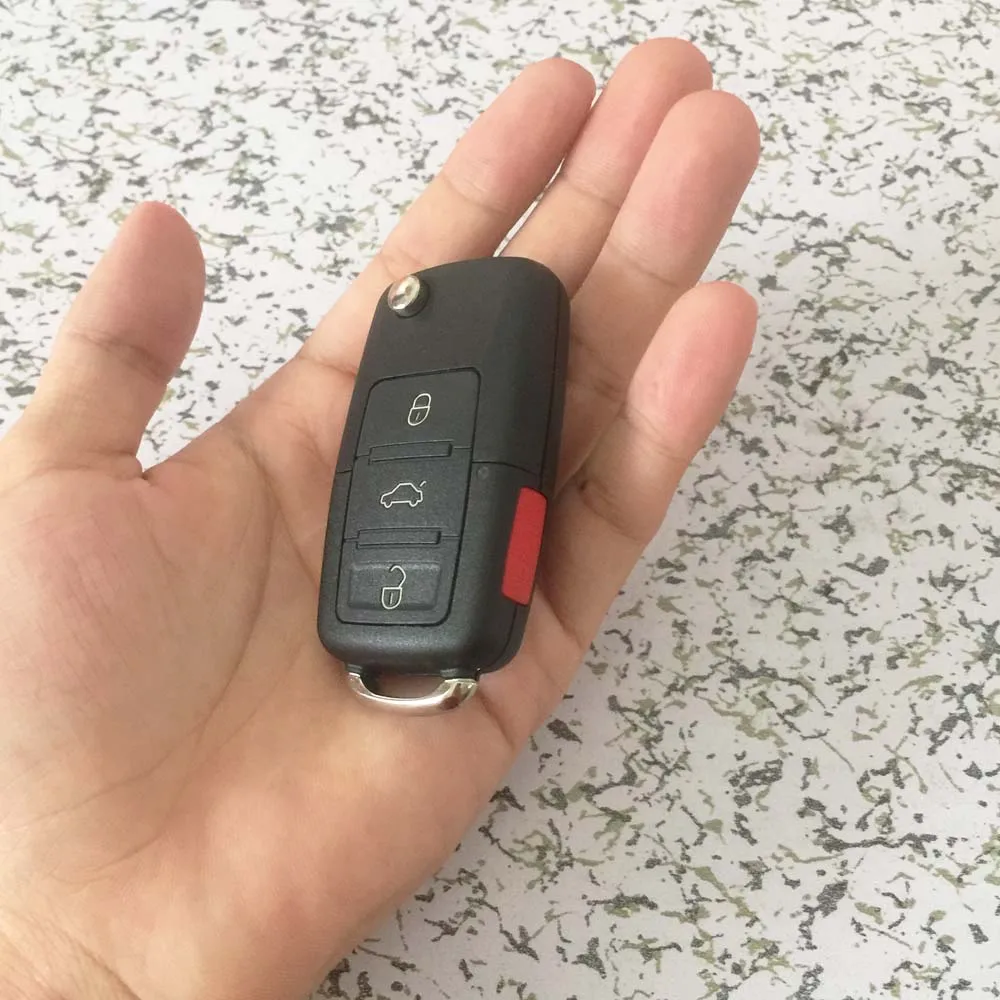 50pcs By DHL For Vw Bora POLO B5 Jetta Passat Seat 3+1 4 button folding car remote control flip key replacement shell with logo |