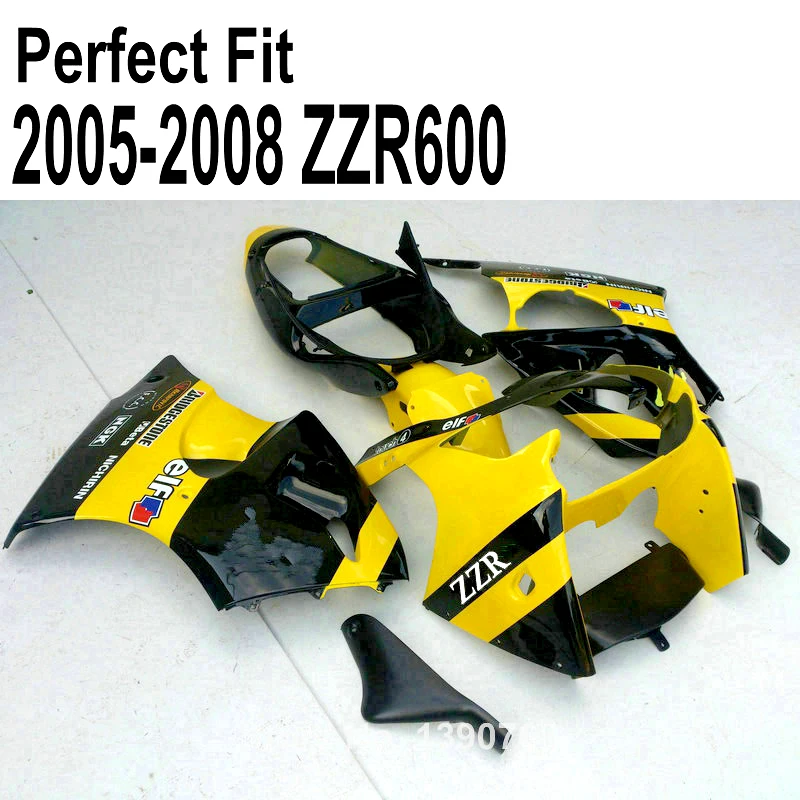 Желтый обтекатель комплект для Kawasaki ZZR600 2005 2006 2007 2008 05 08 обтекателя Kit Обтекатели