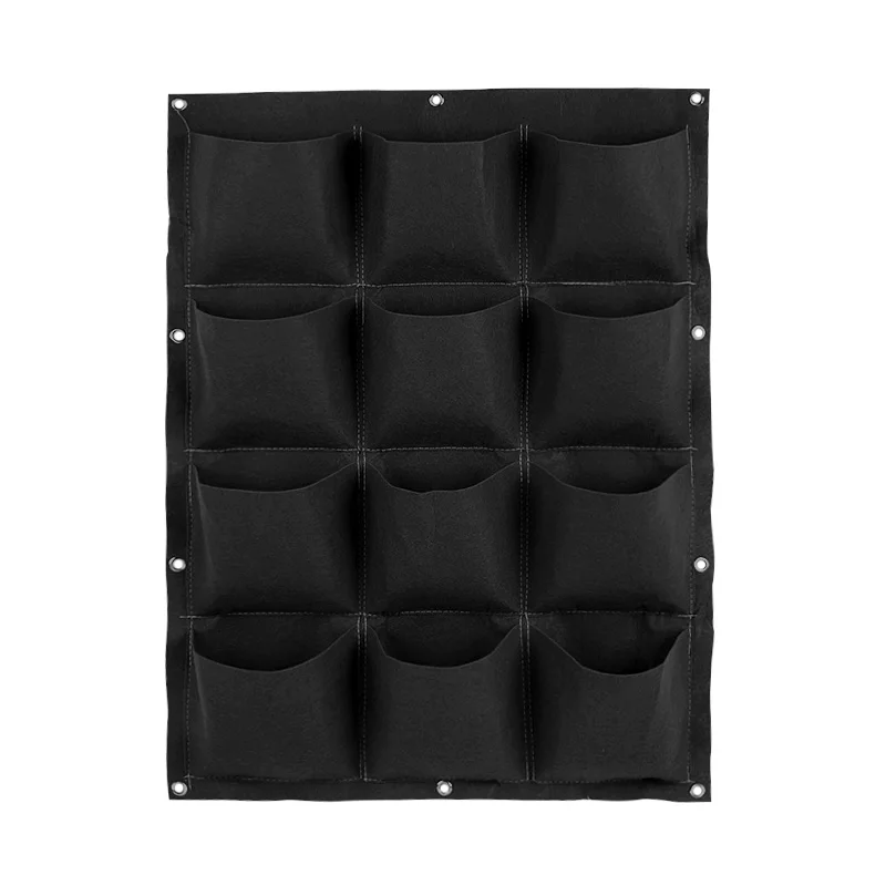 12pockets60x80HBlack Настенный посадки сумки 4/12/18/36/64 карманы зеленый мешок расти ящик для комнатных растений, вертикальный огород живой Сад Сумка продукты питания и напитки - Цвет: 12pockets60x80HBlack