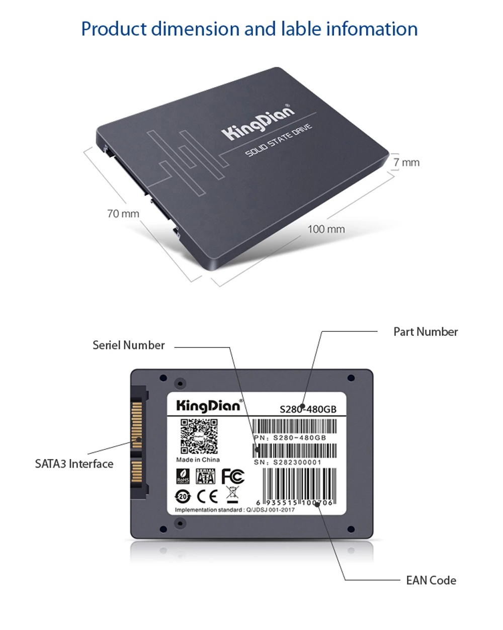 KingDian S100 32GB S400 120 S280 240/480GB SSD 2,5 ''SATA3 Внутренний твердотельный накопитель HD HDD для ноутбуков настольных ПК