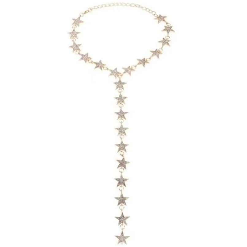 Mamojko Fashion Luxury Full Rhinestone Star Accessories Body Chain New Bijoux Maxi Sexy Punk Long Pendant | Украшения и