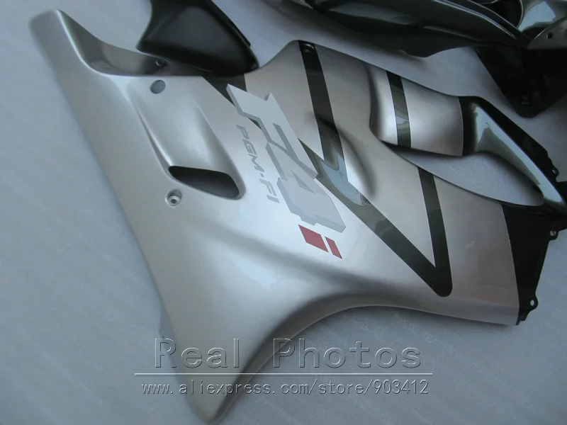 Дешевые инъекции Обтекатели кузова для Honda CBR600 F4I 04-07 Черный Серебристый