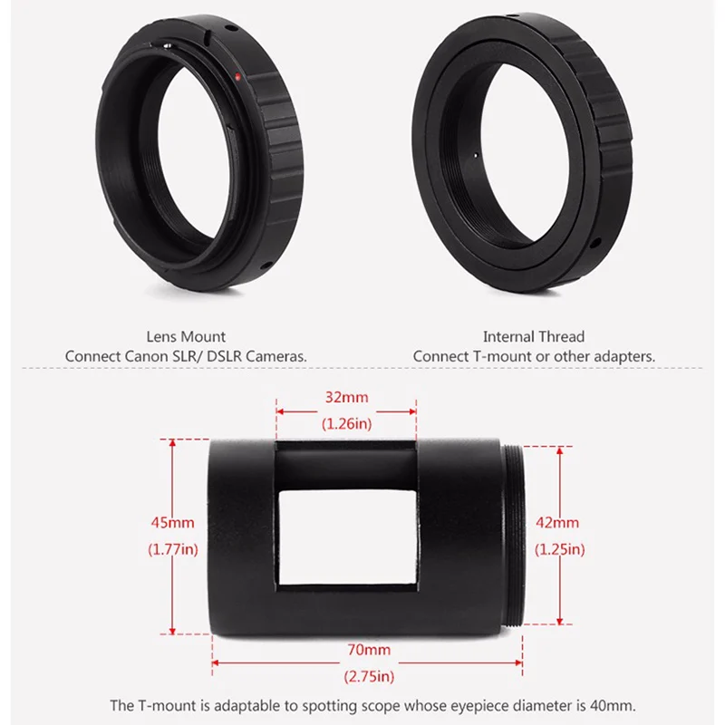 Т-образное кольцо для адаптера камеры Ca не предназначенное SLR/DSLR и адаптер с