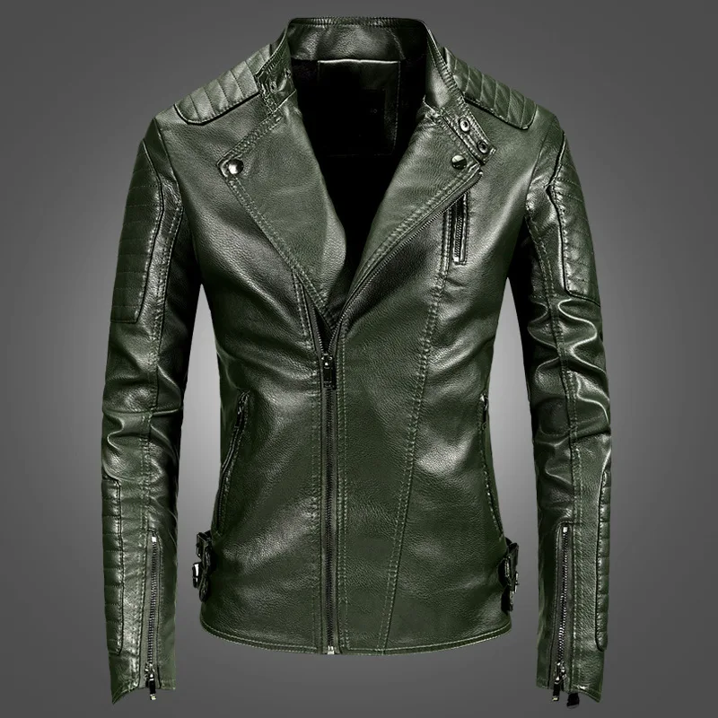 CHUQING Spring and Autumn Leather Jacket Men's Fashion Slim Motorcycle | Мужская одежда