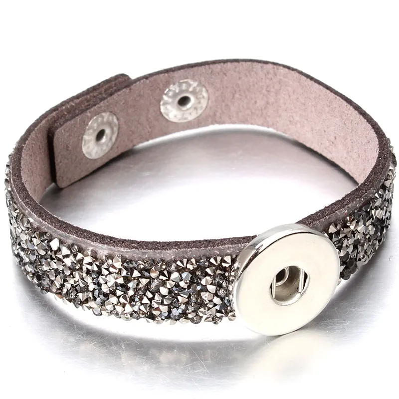 New Snap Jewelry Unisex Multicolor Rhinestone Leather Bracelet&ampBangles Fit 18mm Snaps Bracelets For Women ZE464 | Украшения и