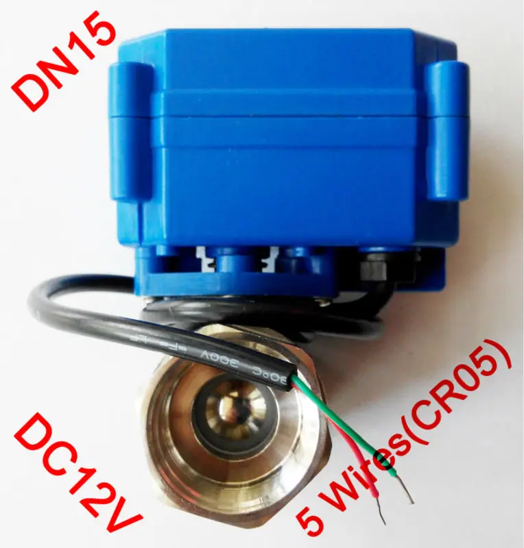

1/2" Mini electric valve 5 wires(CR05), DC12V motorized ball valve SS304, DN15 electric automatic valve with position feedback