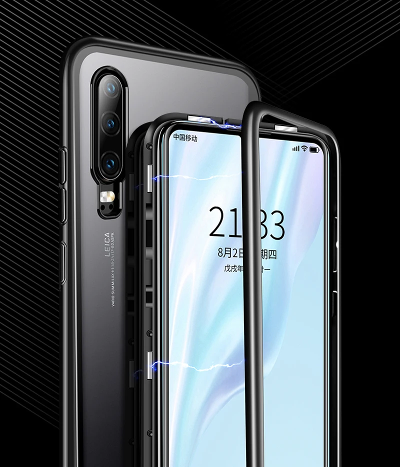 Магнитный адсорбционный металлический чехол для телефона huawei Honor mate 20 10 Lite P20 P30 Pro 8X чехол Магнит прозрачное закаленное стекло крышка