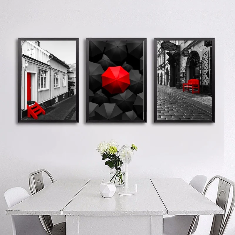 

Black And White City Nordic Scandinavian Poster Decor Wall Art Pictures Decorative Pictures Oil Canvas Painting for Living Room