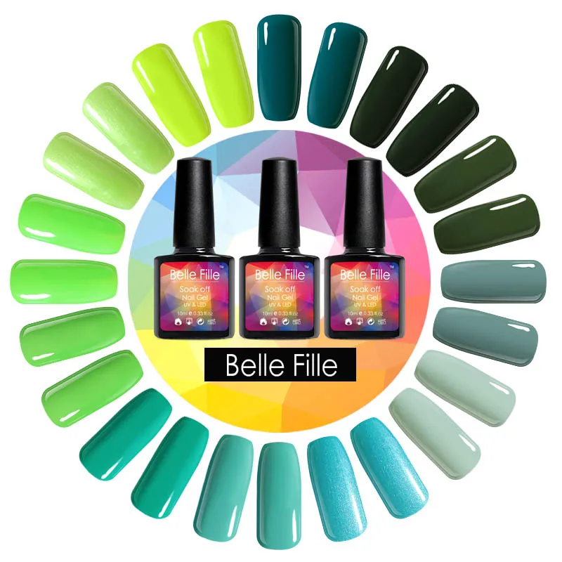 Belle Fille зеленый серии Цвет гель лак для ногтей УФ 10 мл Soak Off Гель Vernis полу