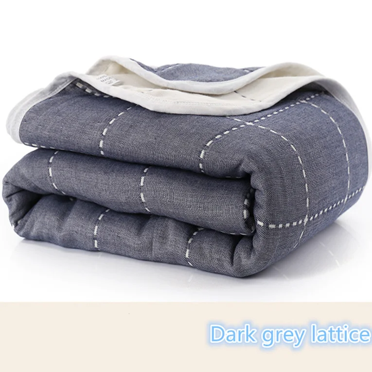 Dark grey lattice Детское одеяло 115 см Муслин Хлопок 6 слоев толщиной новорожденных пеленание осень ребенка пеленать постельные принадлежности дышащие получения Одеяло - Цвет: Dark grey lattice